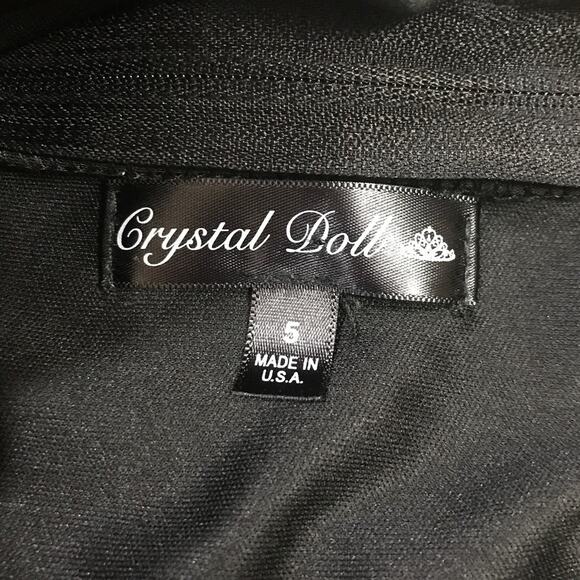 Crystal Doll Black Rhinestone Halter Top Long Fornal Dress 5 - Picture 3 of 6